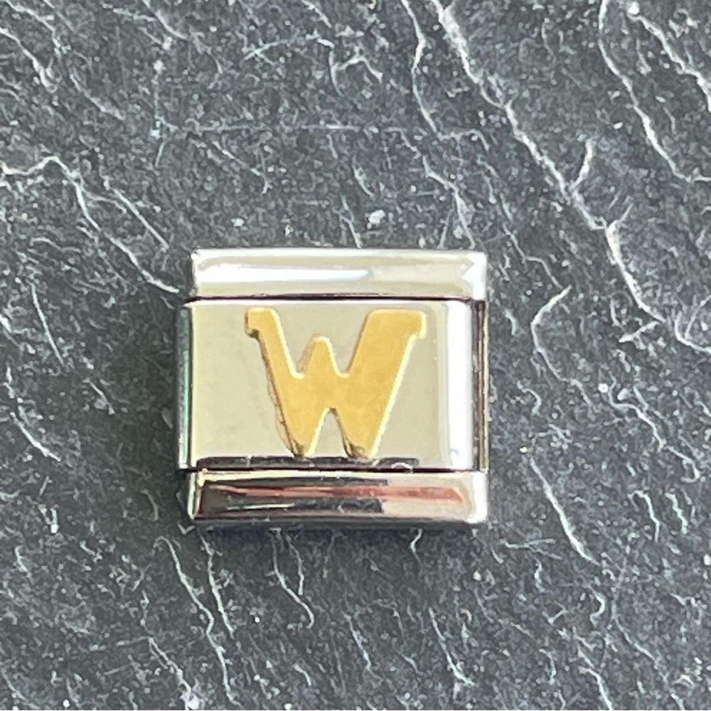Zoppini Stainless Steel and Gold Initial 'W' Charm